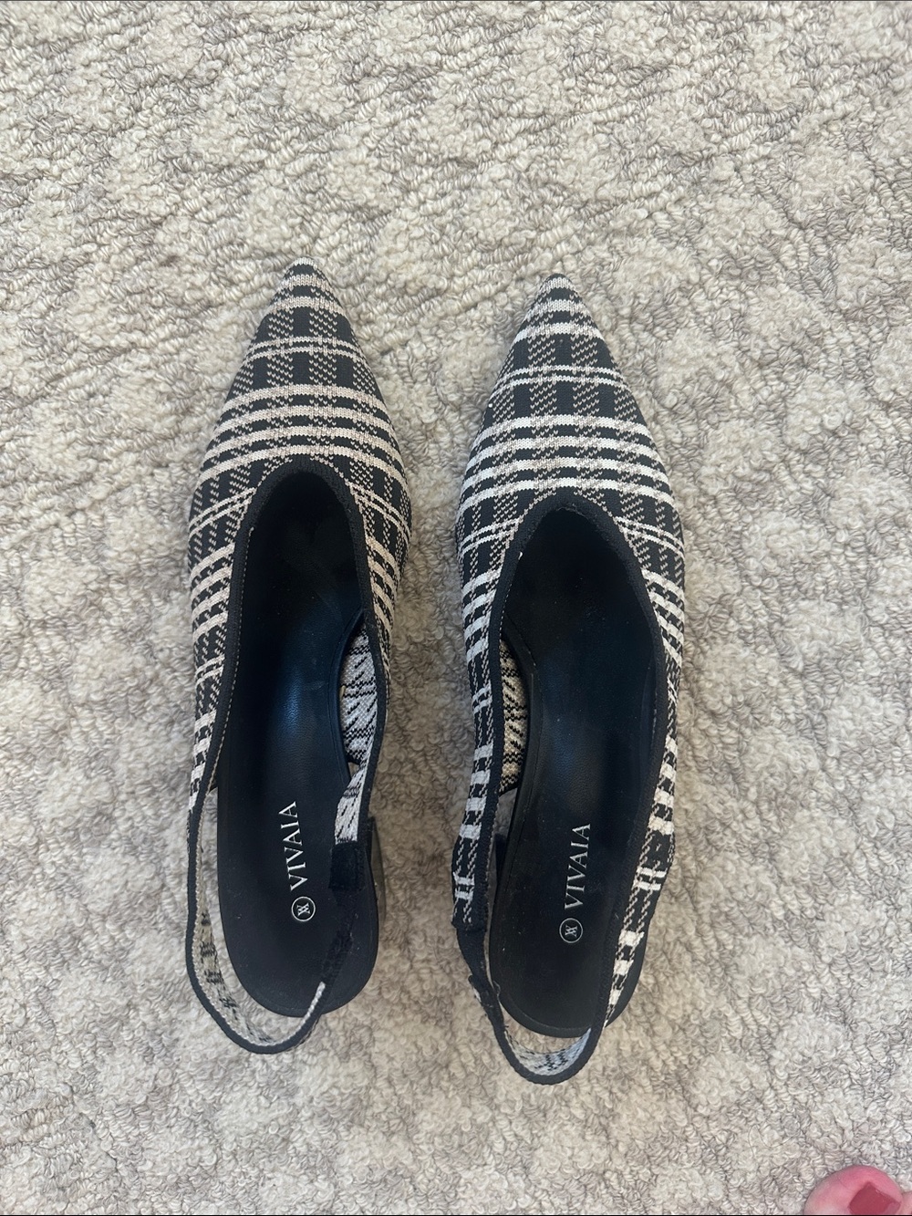 Vivaia Plaid Pointed Slingback Flats